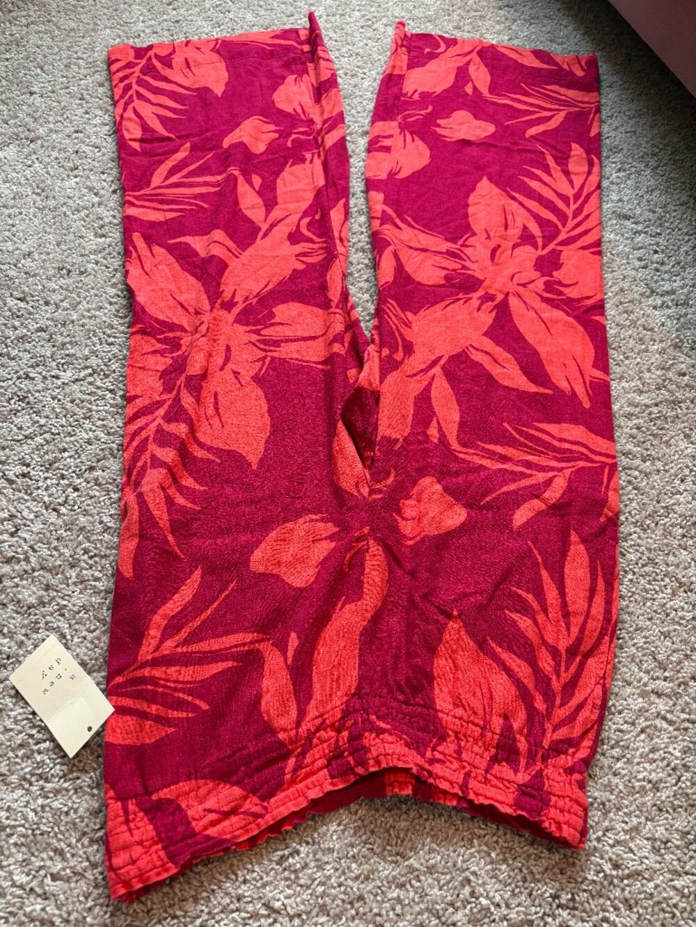 A New Day Pink Red Tropical Floral Pants Size S New With Tags